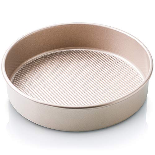 Ultra Cuisine Textured Nonstick Steel 8 inch Round Cake Pan Durable, Oven-Safe, Warp-Resistant, Easy Clean for Cooking and Baking