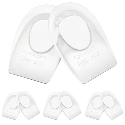 Gel Silicone Heel Cups/Pads - 6 Pack Heel Lifts for Achilles Tendonitis, Shoe Wedge Inserts for Plantar Fasciitis, Sore Heel, Bone Spur, Foot Pain Relief Support, Comfort Cushion Insoles for Women/Men