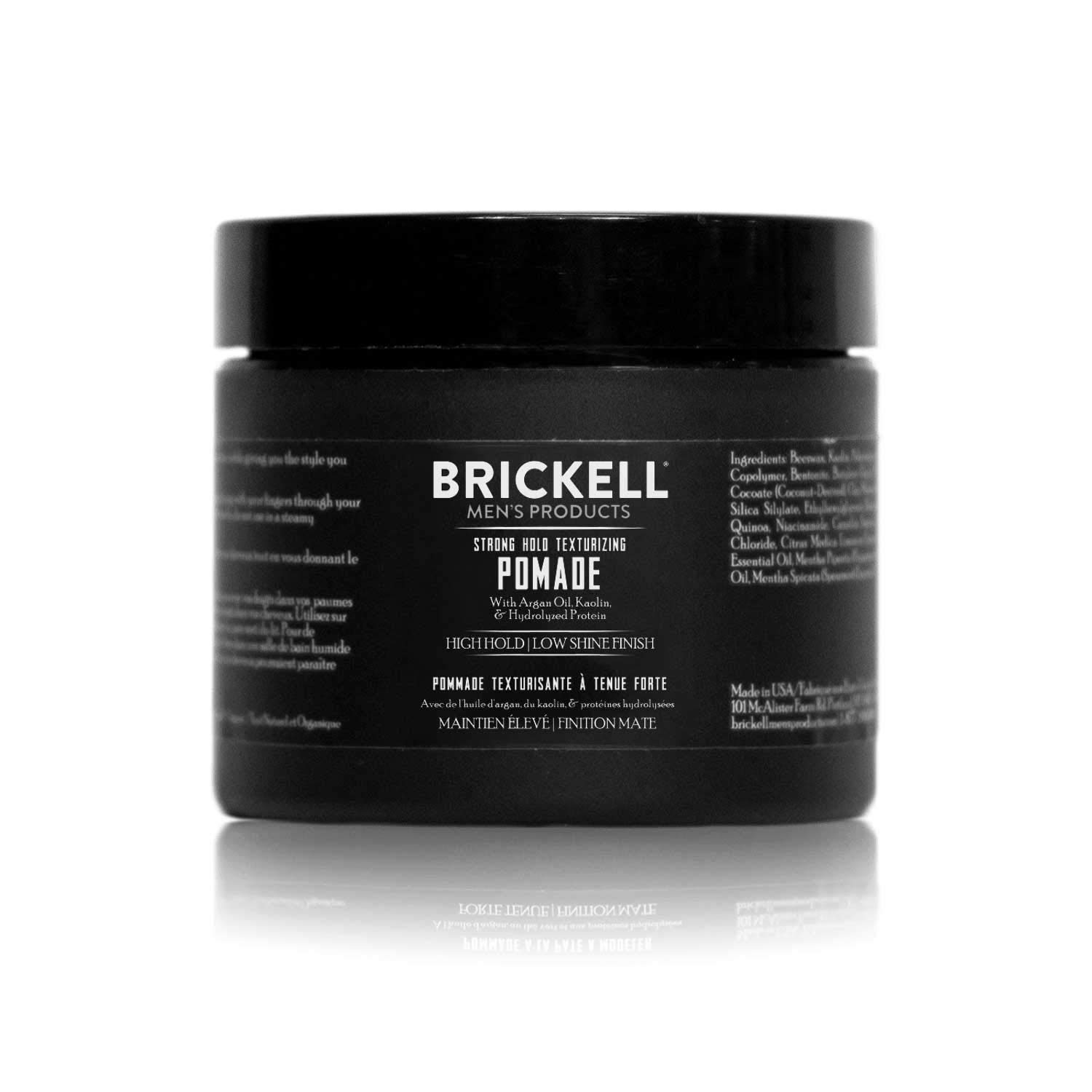 Brickell Men\'s Products Strong Hold Texturizing Pomade For Men, Natural and Organic, Pliable Hair Styling Fiber Pomade, 2 Ounce, Scented