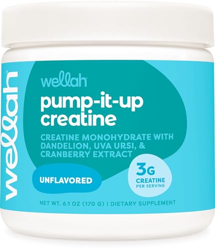 Wellah Pump-It-Up Creatine (50 Servings, Unflavored) - Creatine Monohydrate with Dandelion, Uva Ursi, & Cranberry Extract