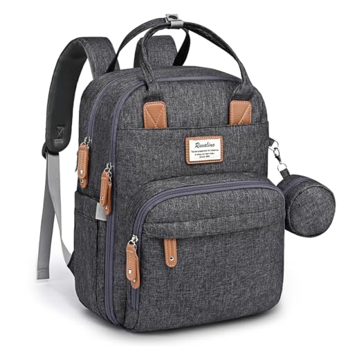 RUVALINO Diaper Bag Backpack, Multifunction Travel Pack Maternity Baby Changing Bags, Large Capacity, Waterproof, Black
