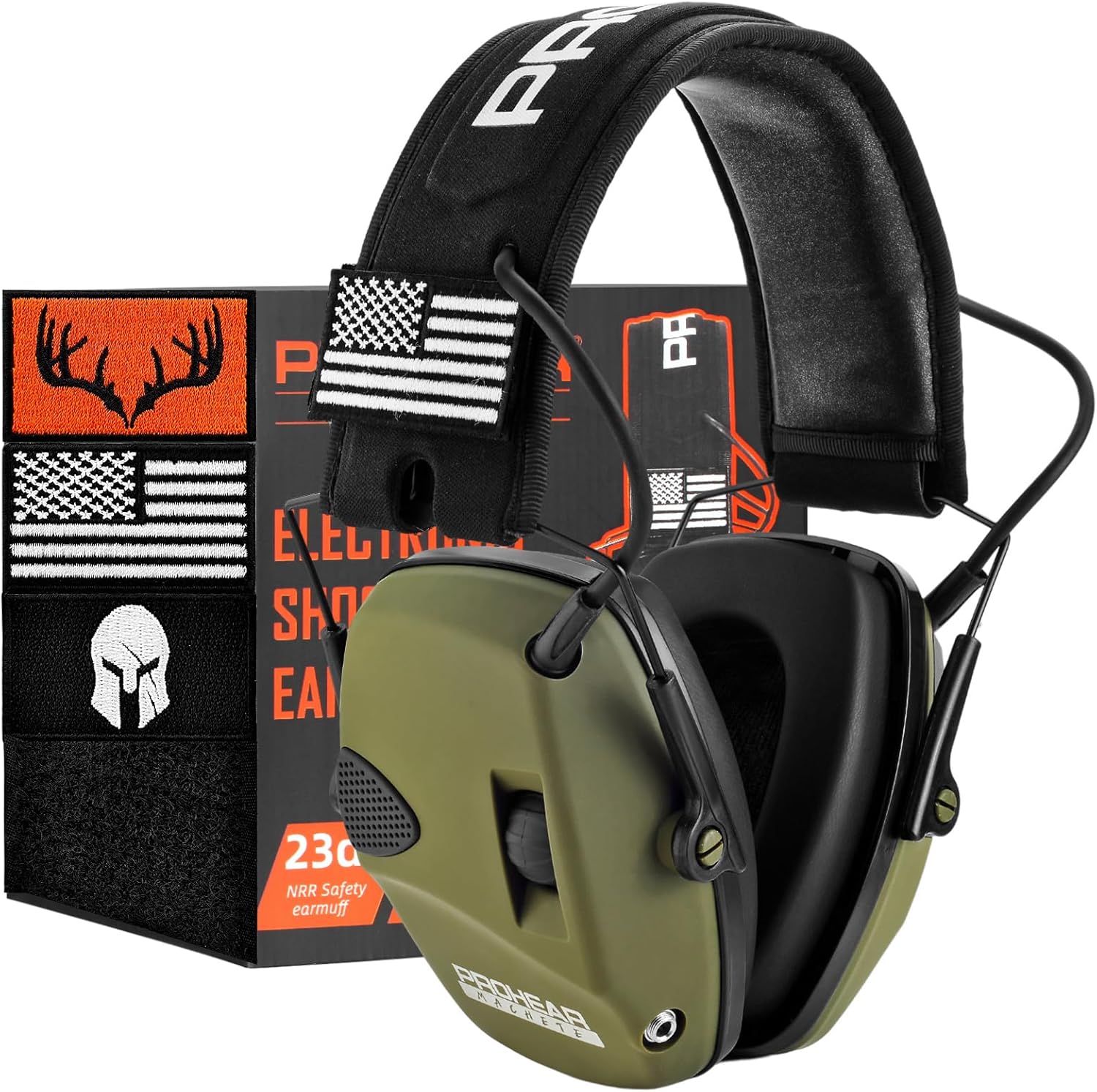 PROHEAR Electronic Ear Protection for Shooting with 4X Sound Amplification, Gun Range Hearing Protection Muffs, NRR 23dB Noise Reduction Headphones for Hunting, Green Electronic-green