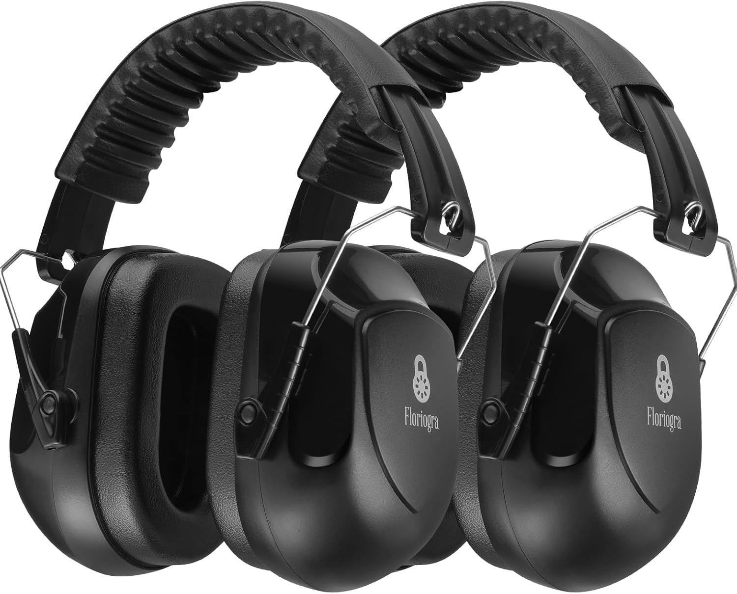 2 Pack 34dB Noise Canceling Headphones For Shooting, Hearing Protection Earmuffs, Ear Protection Headphones, Thickened Headband Ear Muffs For Noise Reduction For Shooting, Construction,Mowing Black+black
