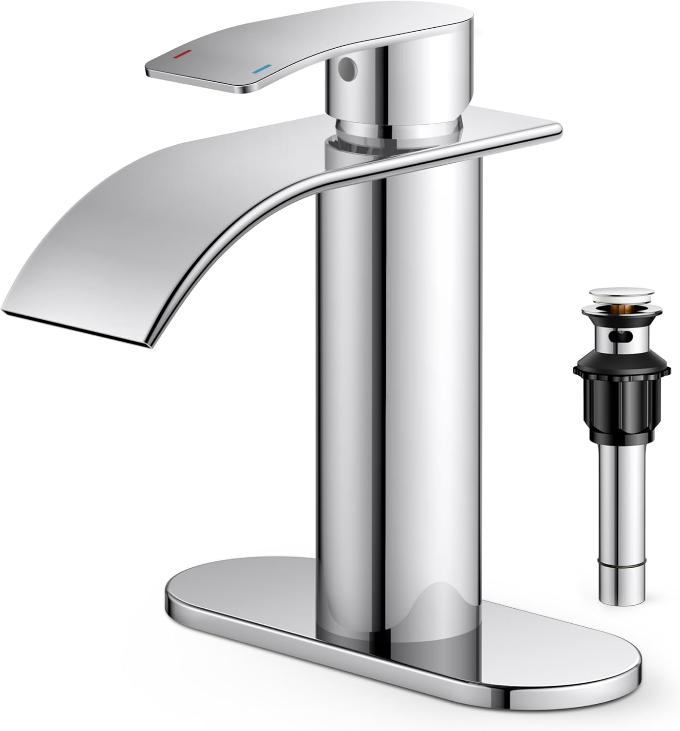 FORIOUS Bathroom Faucet, Single Handle Bathroom Faucet, Bathroom Sink Faucet Stainless Steel Single Hole Lavatory Faucet, Bathroom Vanity Faucet with Pop Up Drain (One or 3 Hole), Chrome 7.08\' Chrome