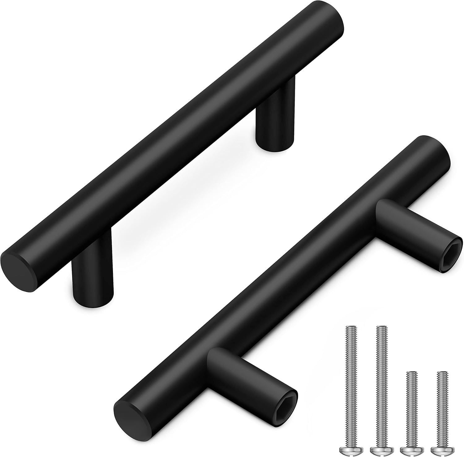SAYONEYES 20 Pack Matte Black Cabinet Handles 3 Inch Hole to Hole - Stainless Steel Rustic Kitchen Cabinet Hardware – Pull Handle for Dresser, Drawers, Cupboards – 5 Inch Length Matte Black 20