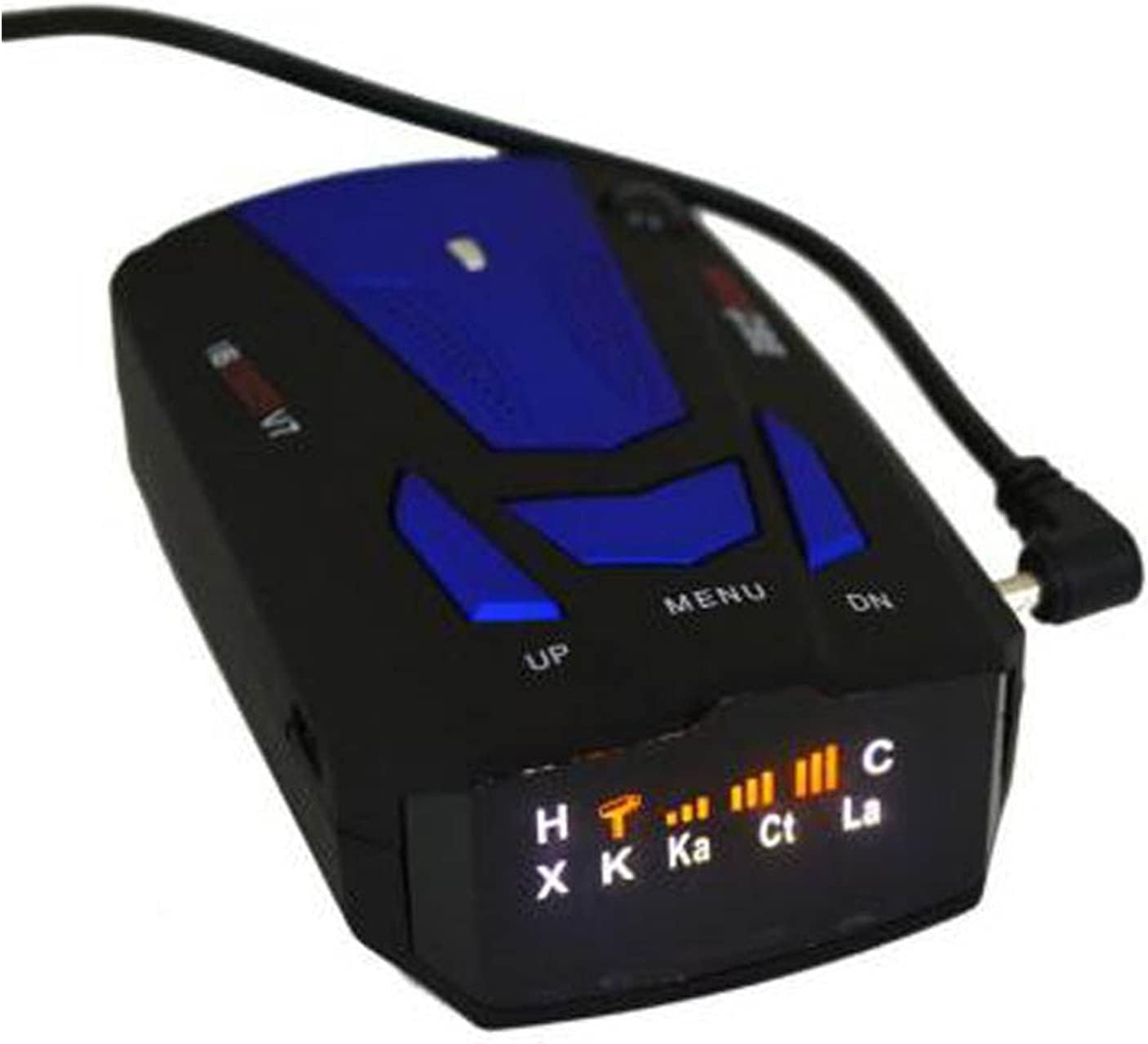 Vehicle Electronics 3 Color 360 Degree V7 Car Radar Detector Anti Police Full 16LED Band Speed Safety Scanning Advanced Voice Alert Warning (Color : Blue1)