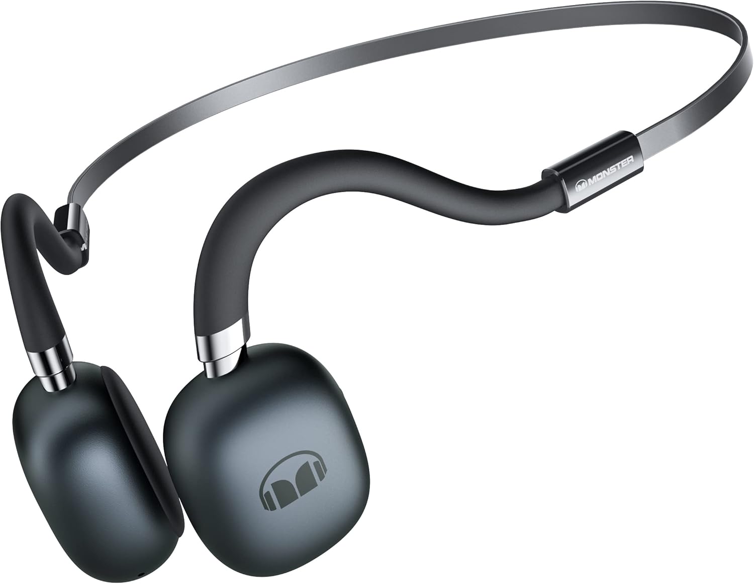 Monster Bone Conduction Open-Ear Bluetooth Headphones 5.3, Sport Wireless Earphones with Enhanced Bass, IPX5 Sweat Resistant for Running, Cycling, Hiking, Driving, 7H Playtime Built-in Mic, Grey
