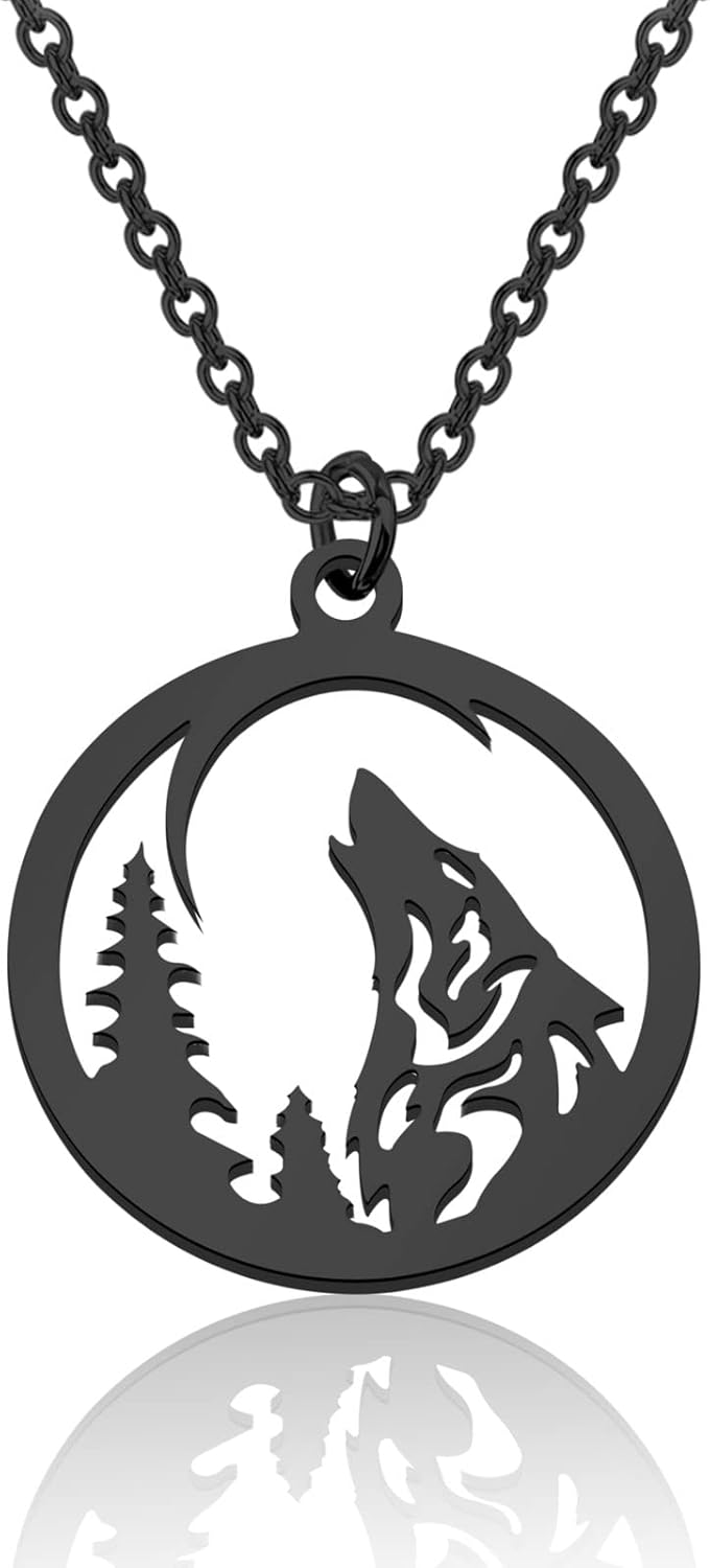 Gzrlyf Howling Wolf Necklace Wolf Pendant Necklace Wolf Jewelry Gifts for Wolf Lovers Wolf Cut Necklace