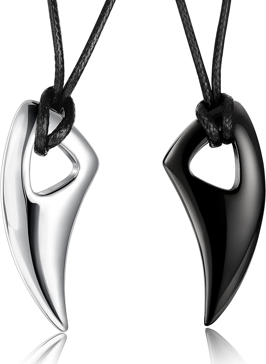 Jstyle Stainless Steel Necklace for Men Necklace Chain Spear Wolf Teeth Pendant Adjustable Chains 2 Set