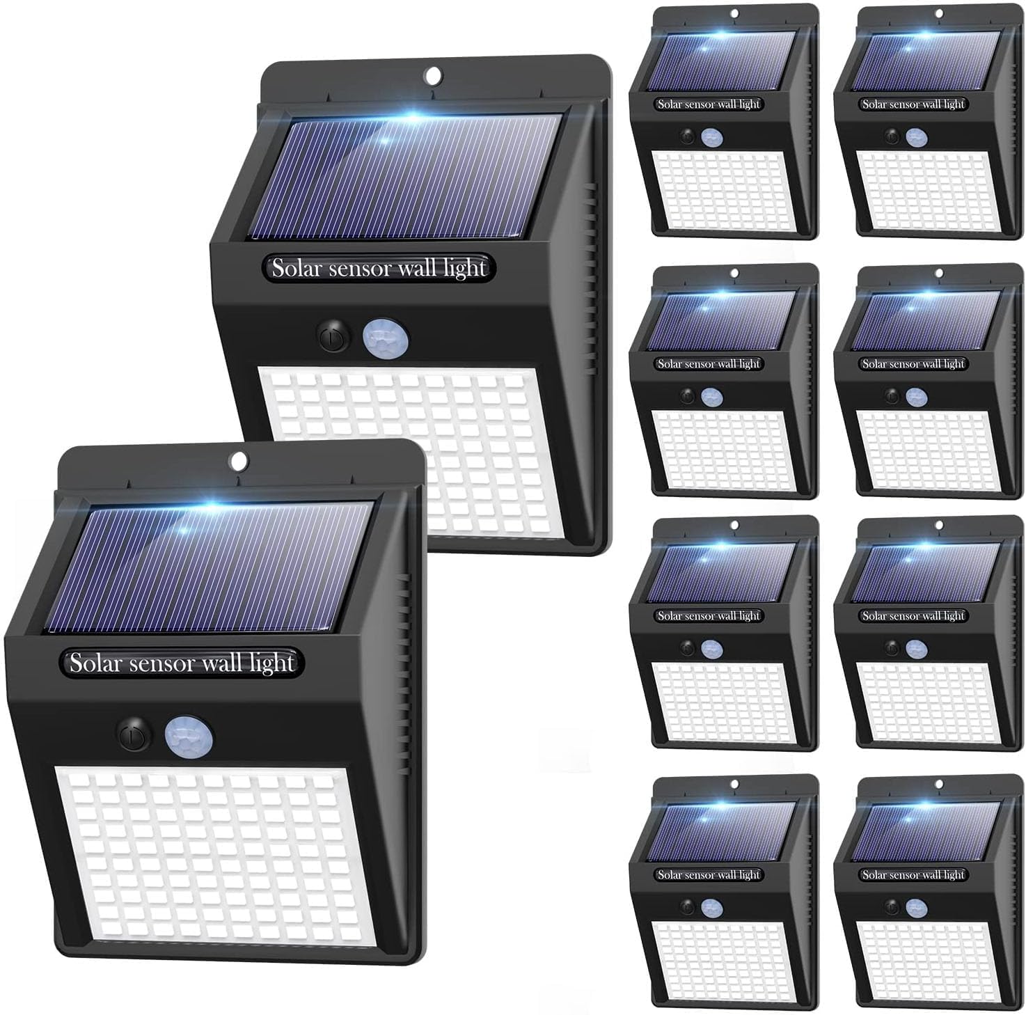 Solar Lights Outdoor, 10 Pack [ 3 Modes/100LED ] Solar Motion Sensor Light Outdoor Wireless IP65 Waterproof Solar Wall Lights Solar Security Lights for Fence Yard Garden Deck Garage Cool Light 10 Pack