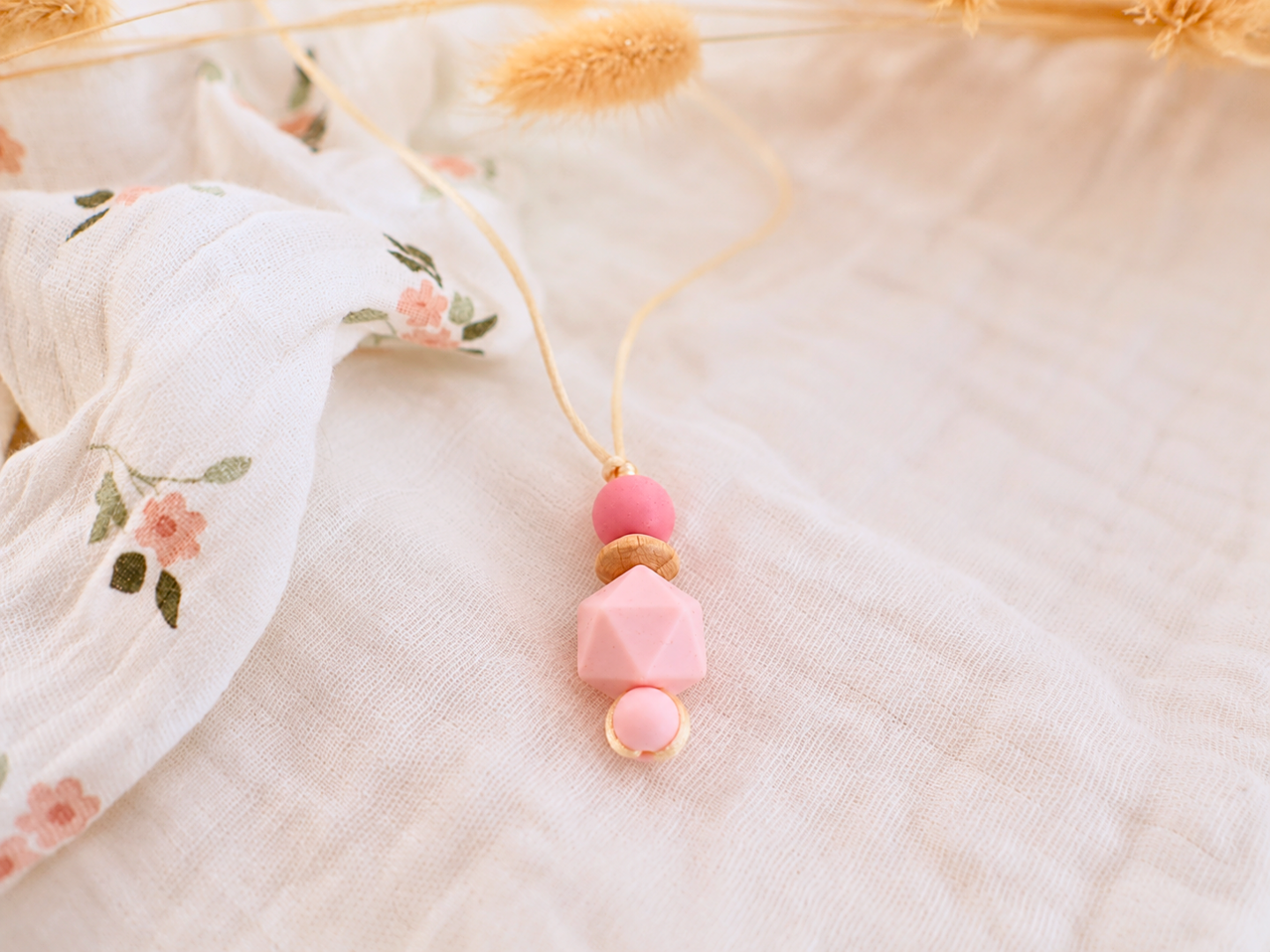 Collier femme silicone et bois Léonie géométrique