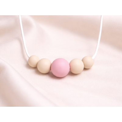 Collier silicone femme perle d'émotion Amour Rose
