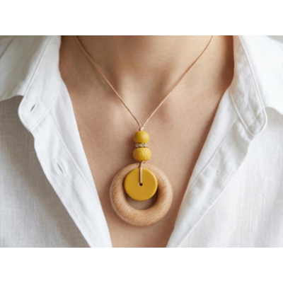Collier femme silicone et bois Solène | Majolieperle