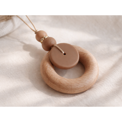 Collier femme silicone et  bois élégant Solène chocolat | Majolieperle