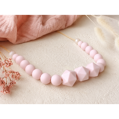 Collier femme silicone rose poudrée