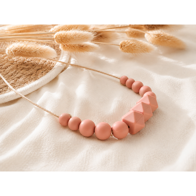 Collier femme silicone waterproof léger Galet rose sable
