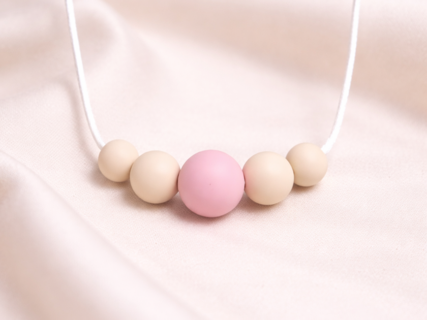 Collier silicone femme perle d'émotion Amour Rose