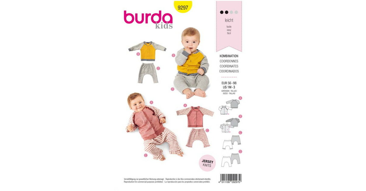 Patron Burda Kids 9246 combinaison bébé, taille 56-86, en français