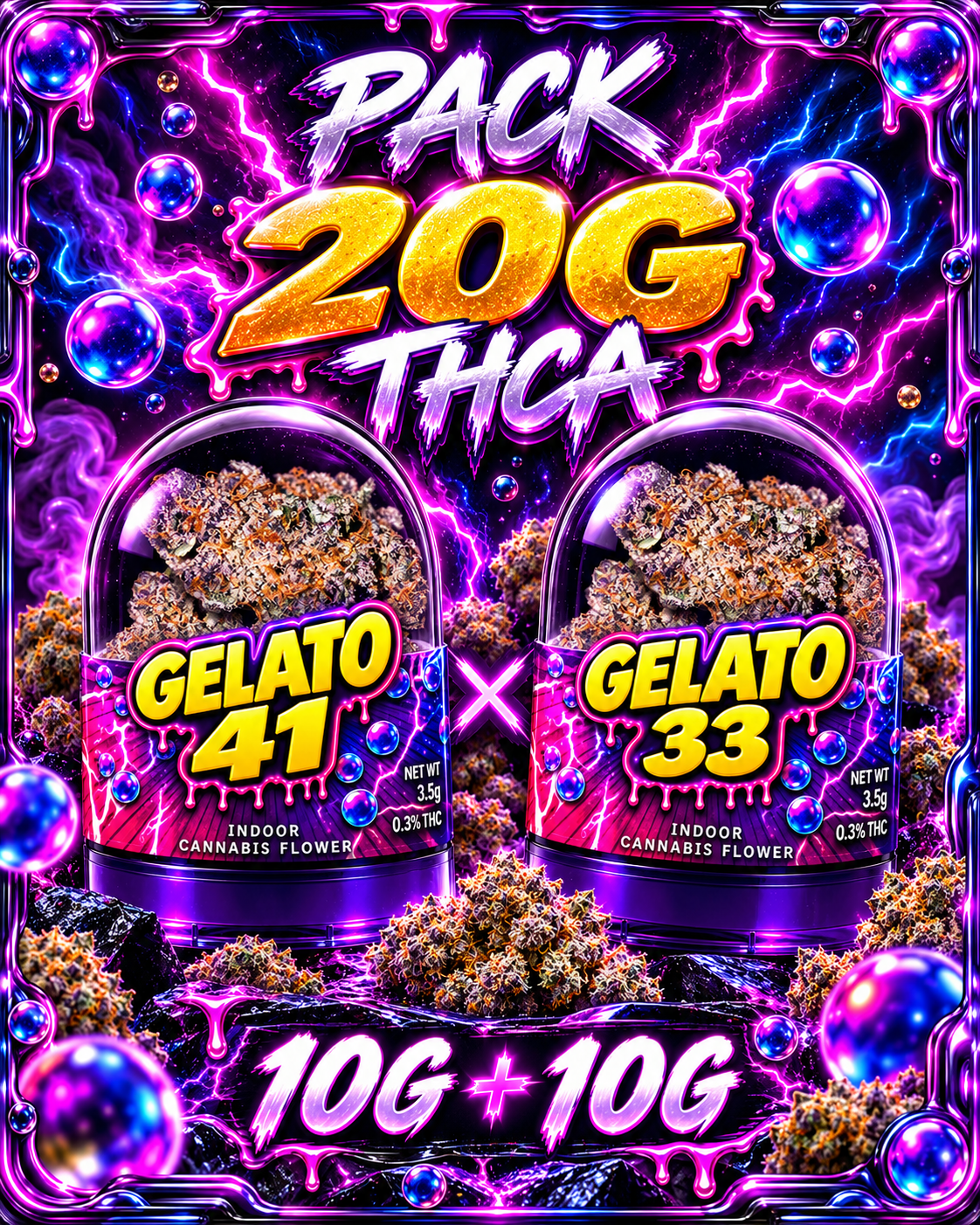 Affiche néon cyberpunk Gelato 20G THCA
