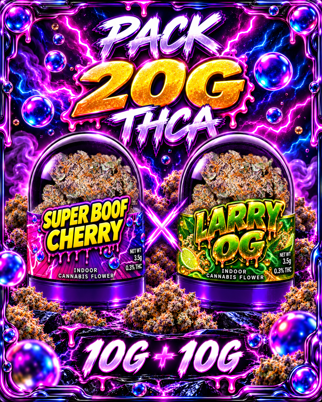 Pack THCA Super Boof Cherry et Larry OG