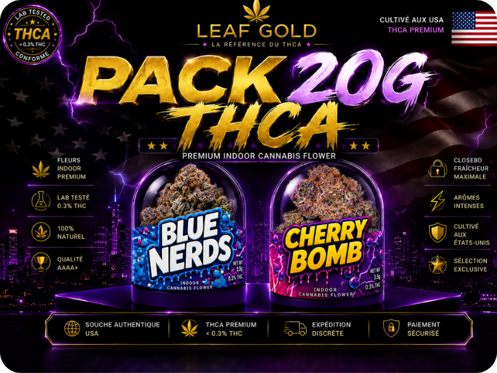 Achat Pack 20g THCA Blue Nerds / Cherry Bomb AAAA+ USA - Leaf Gold
