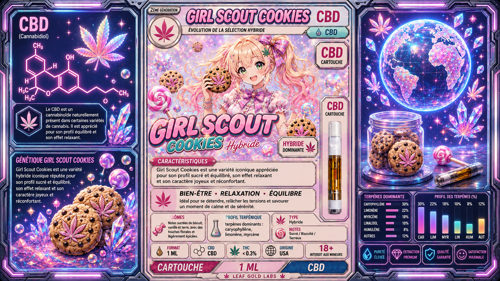 Cartouche CBD Girl Scout Cookies Leaf Gold