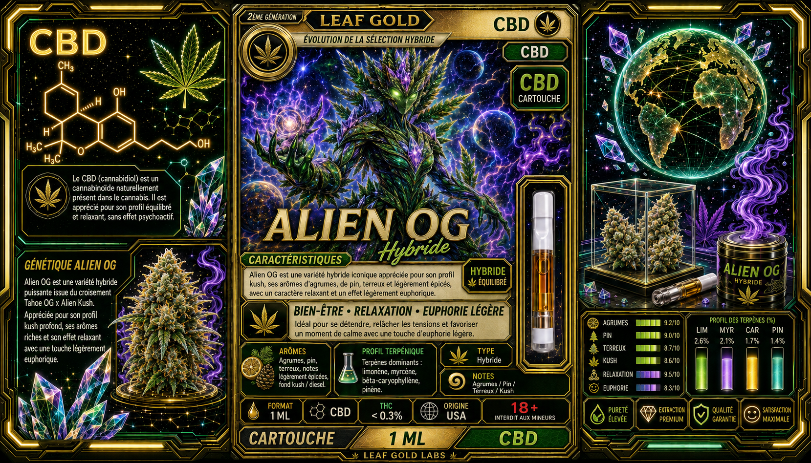 Cartouche CBD Alien OG Leaf Gold