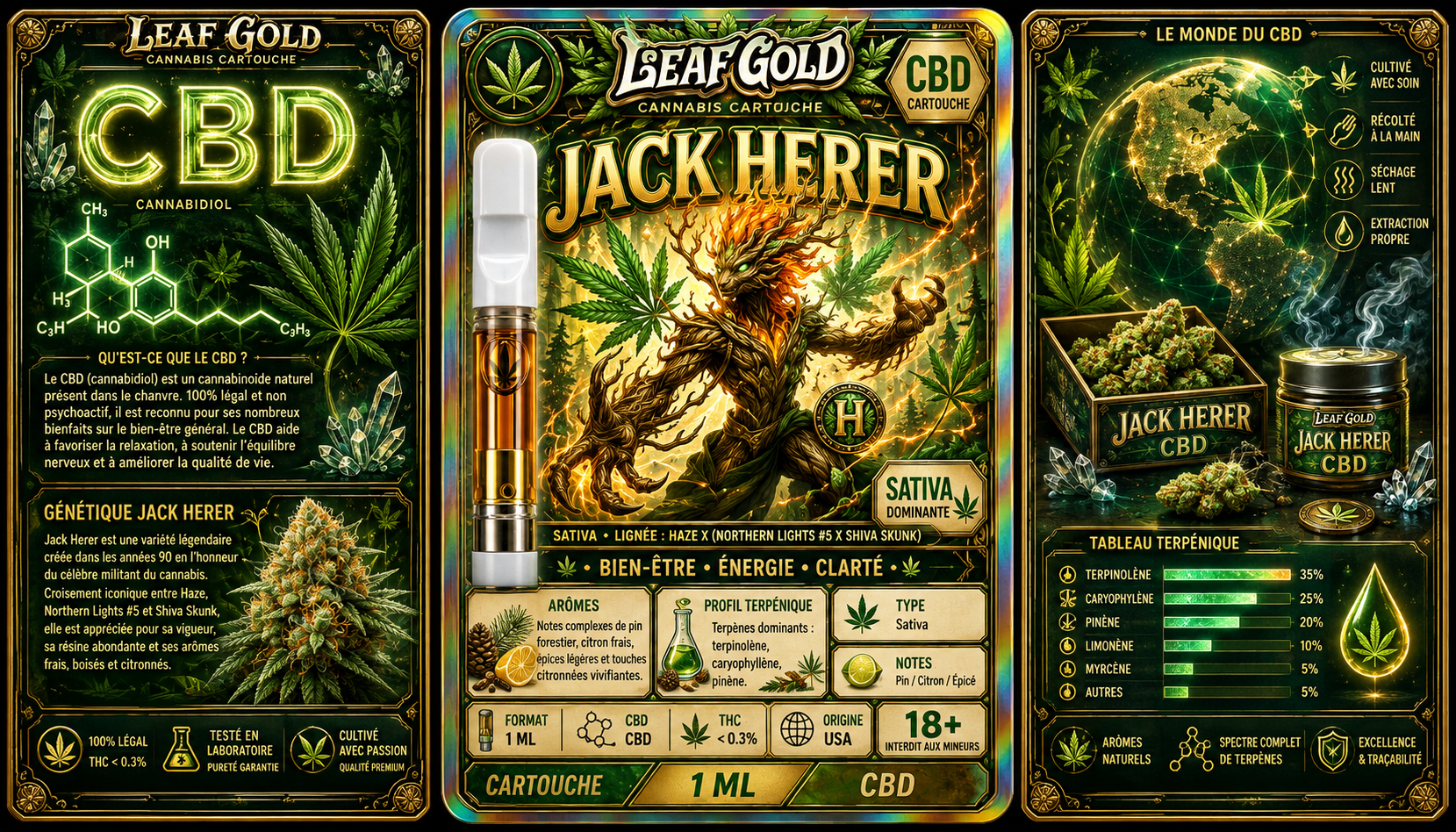 Cartouche CBD Jack Herer Leaf Gold