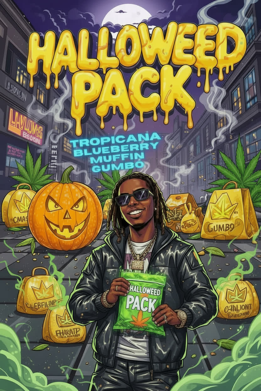 Pack Halloweed Leaf Gold &mdash; 30 g THCA AAAA+ (Tropicana, Blueberry Muffin, Gumbo)