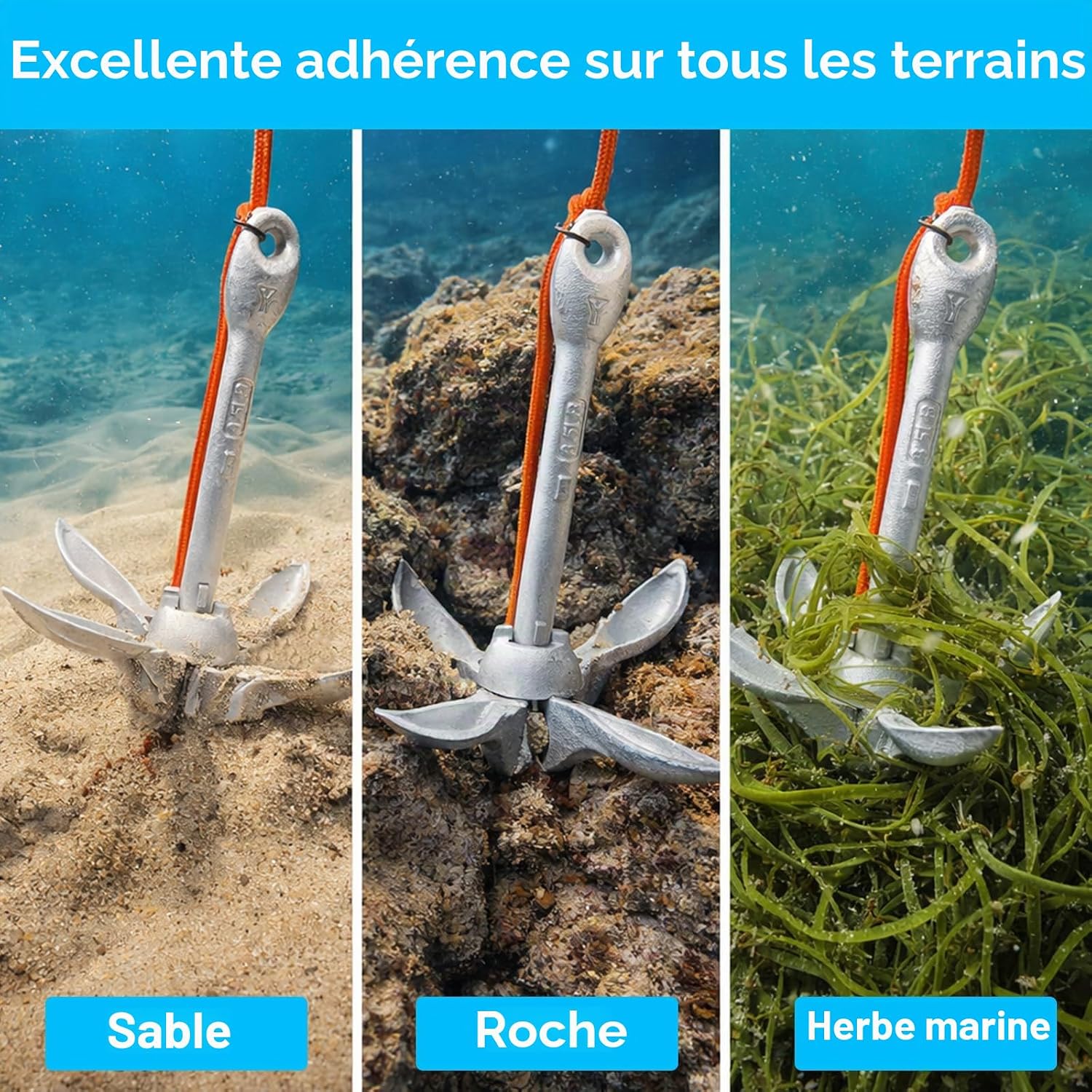 Ancre pliable BeGrit 1,5 kg avec corde de 10 m, photo 7