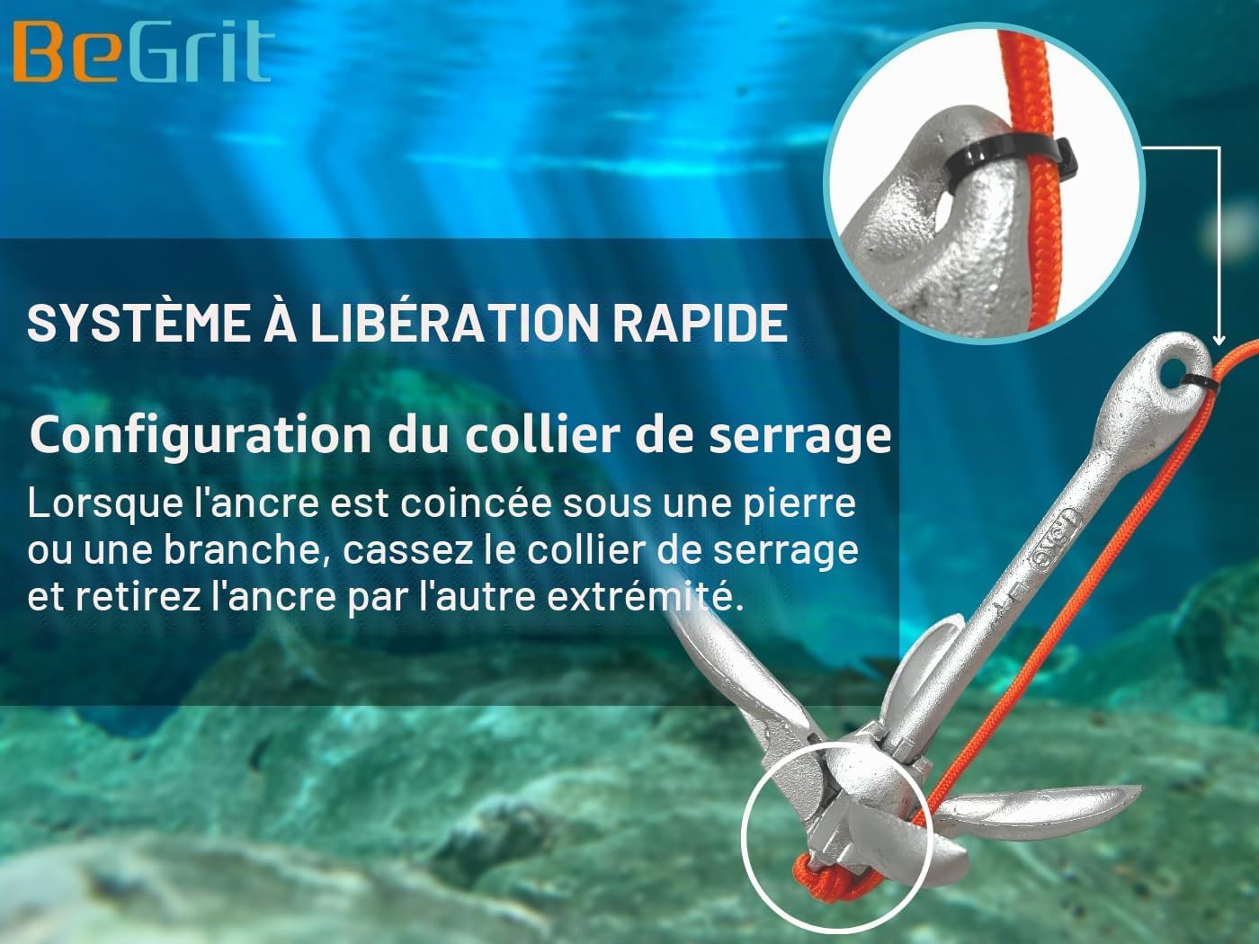 Ancre pliable BeGrit 1,5 kg avec corde de 10 m, photo 9