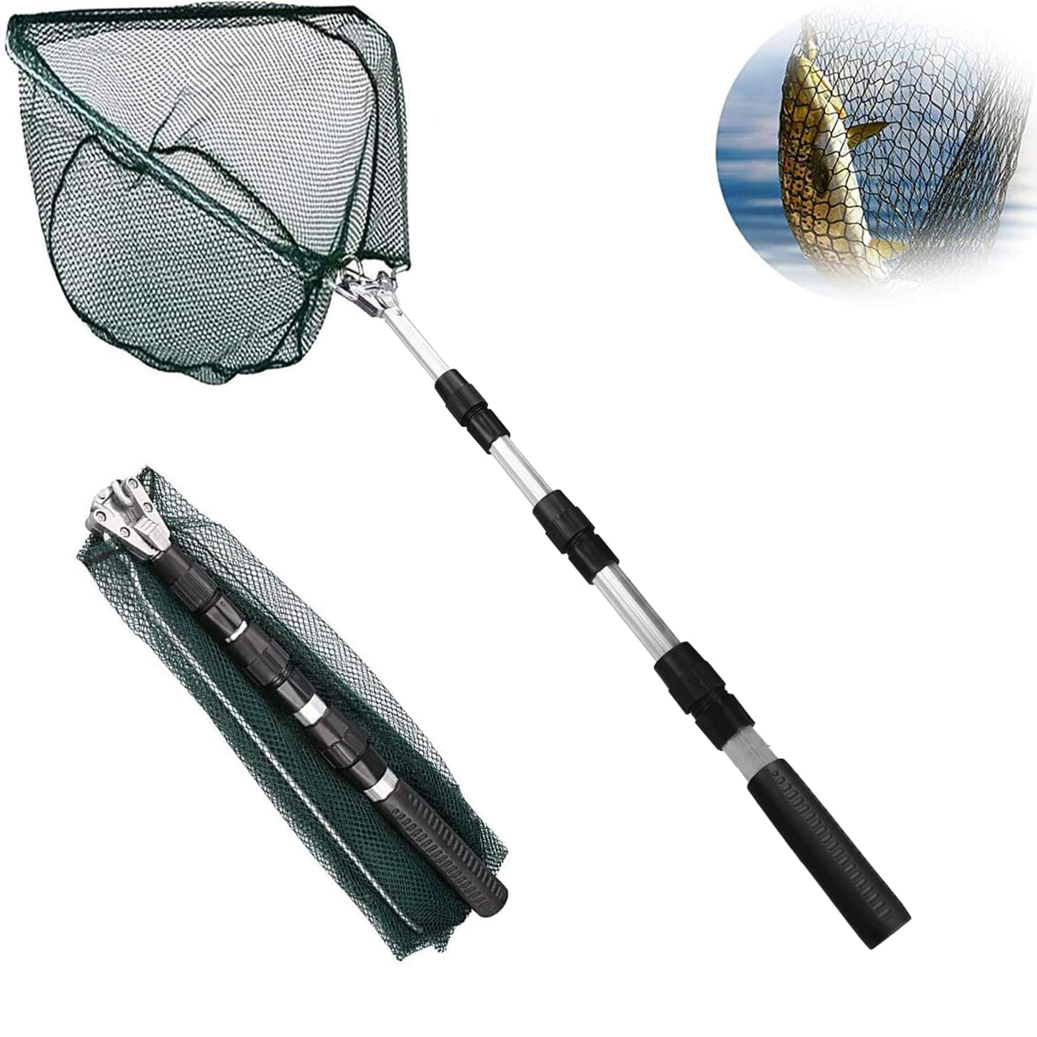 Épuisette télescopique pliable Xndryan 130 cm en aluminium