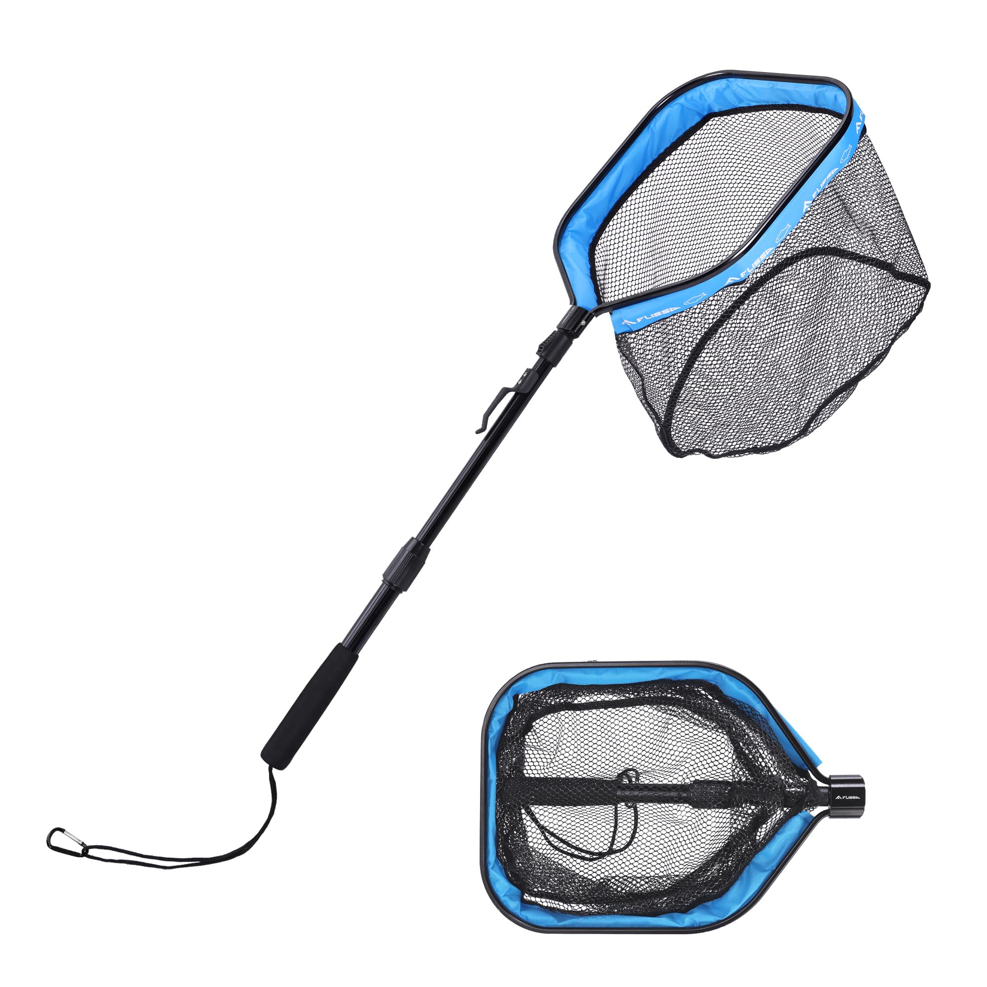 Épuisette pliable télescopique FLISSA à filet enduit PVC