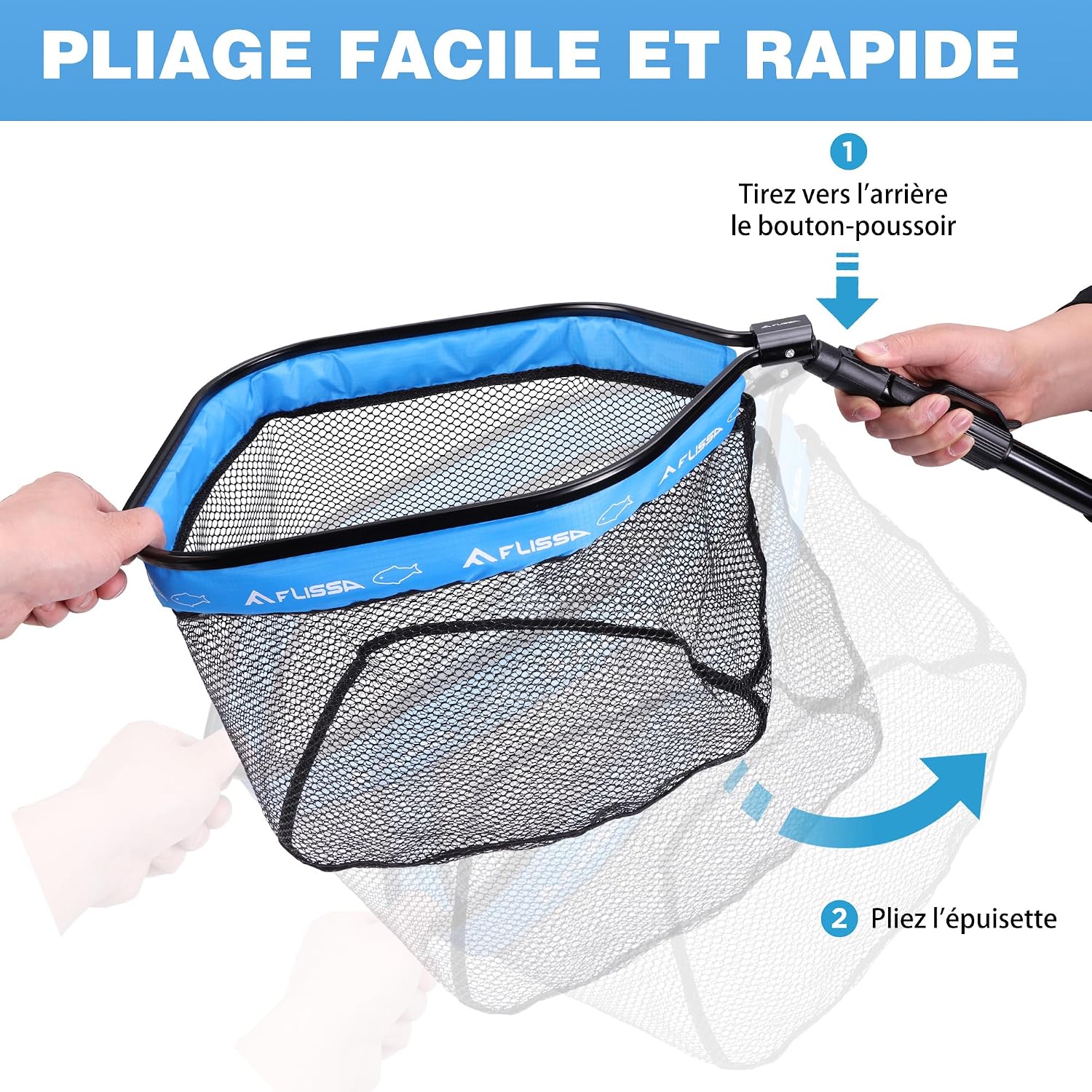 Épuisette pliable télescopique FLISSA à filet enduit PVC, photo 4