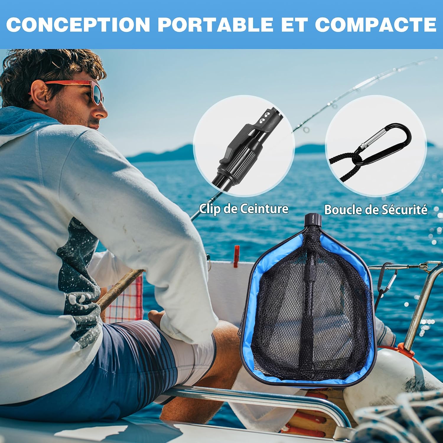 Épuisette pliable télescopique FLISSA à filet enduit PVC, photo 7