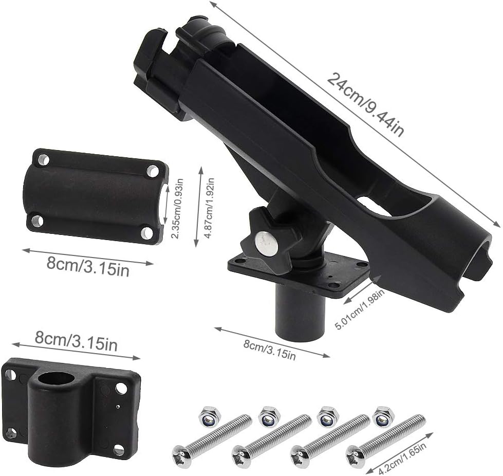 Lot de 2 supports de canne rotatifs à 360° pour kayak, photo 2