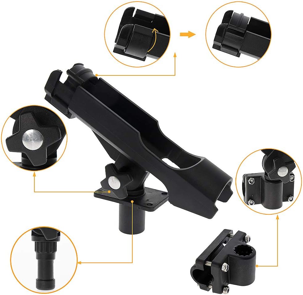 Lot de 2 supports de canne rotatifs à 360° pour kayak, photo 3