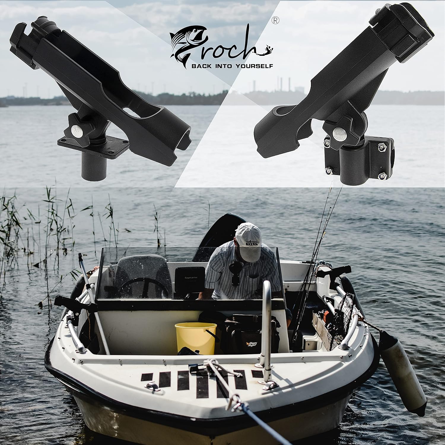 Lot de 2 supports de canne rotatifs à 360° pour kayak, photo 7
