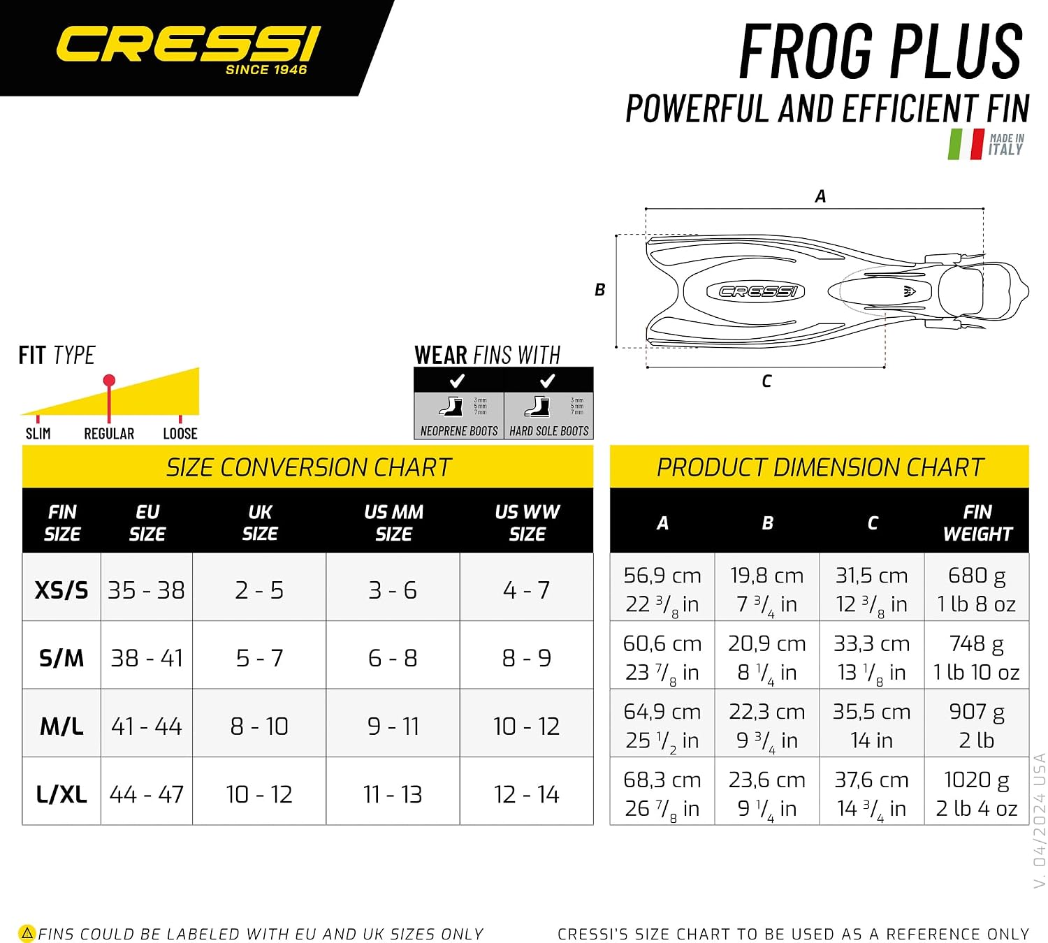 Palmes réglables Cressi Frog Plus pour float tube, photo 5