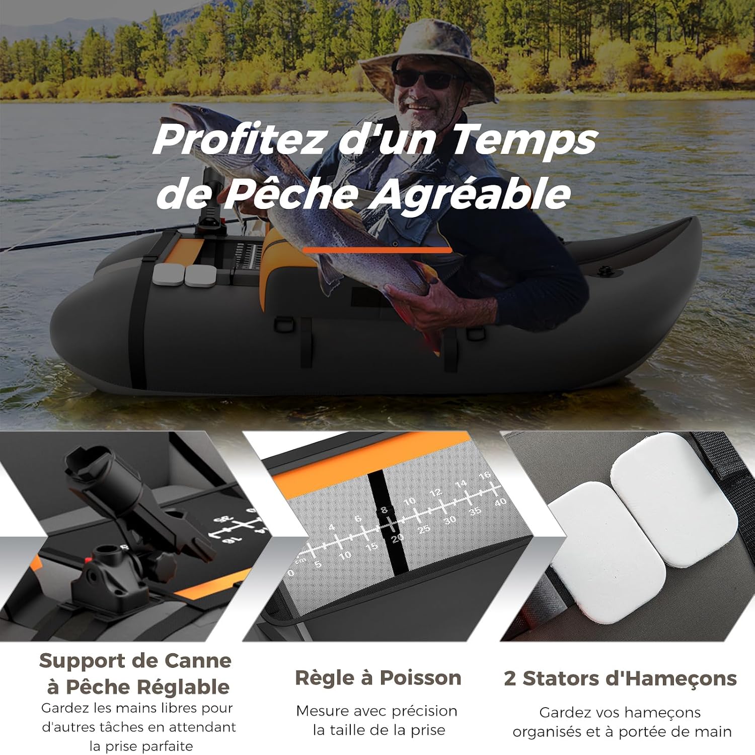 Float tube gonflable GOPLUS avec pagaie, palmes et pompe, photo 9