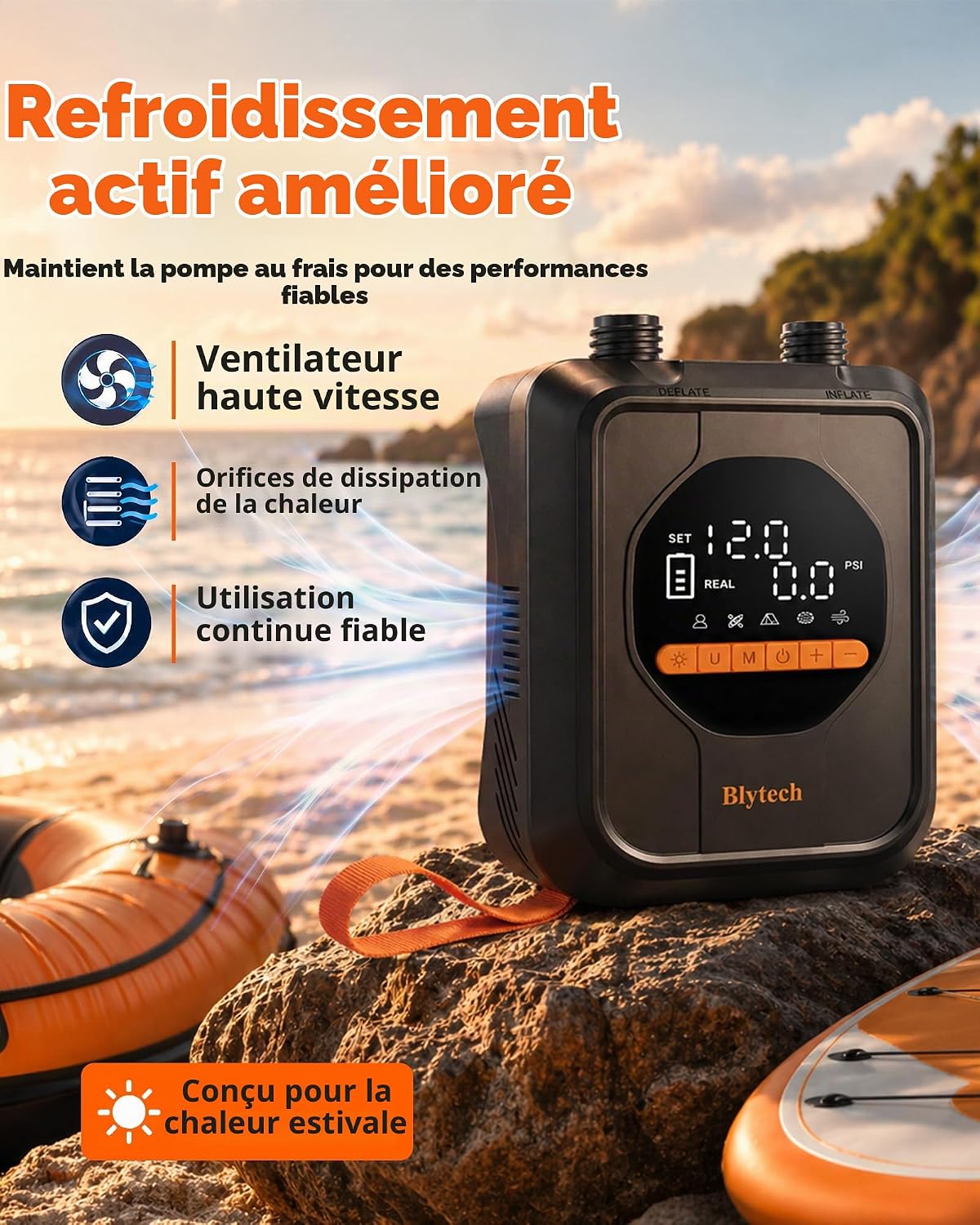 Gonfleur électrique paddle 20 PSI rechargeable avec embouts, photo 6