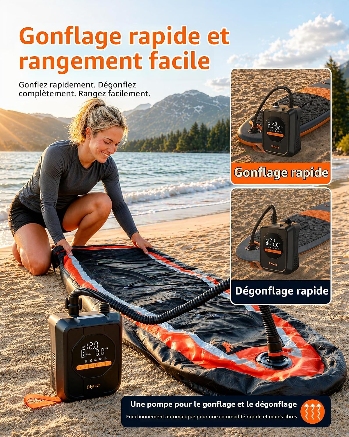 Gonfleur électrique paddle 20 PSI rechargeable avec embouts, photo 8