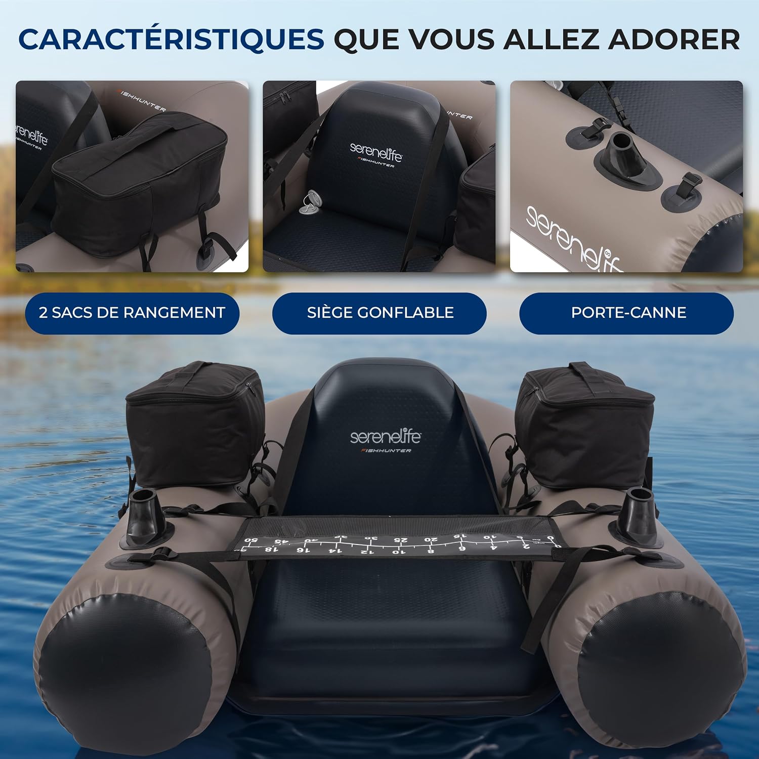 Float tube de pêche SereneLife en PVC laminé, 100 kg, photo 3