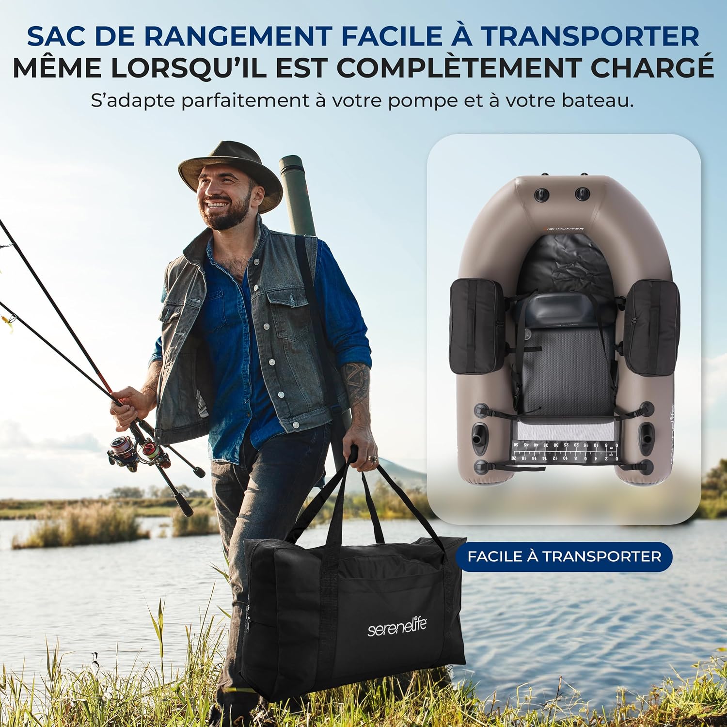 Float tube de pêche SereneLife en PVC laminé, 100 kg, photo 4