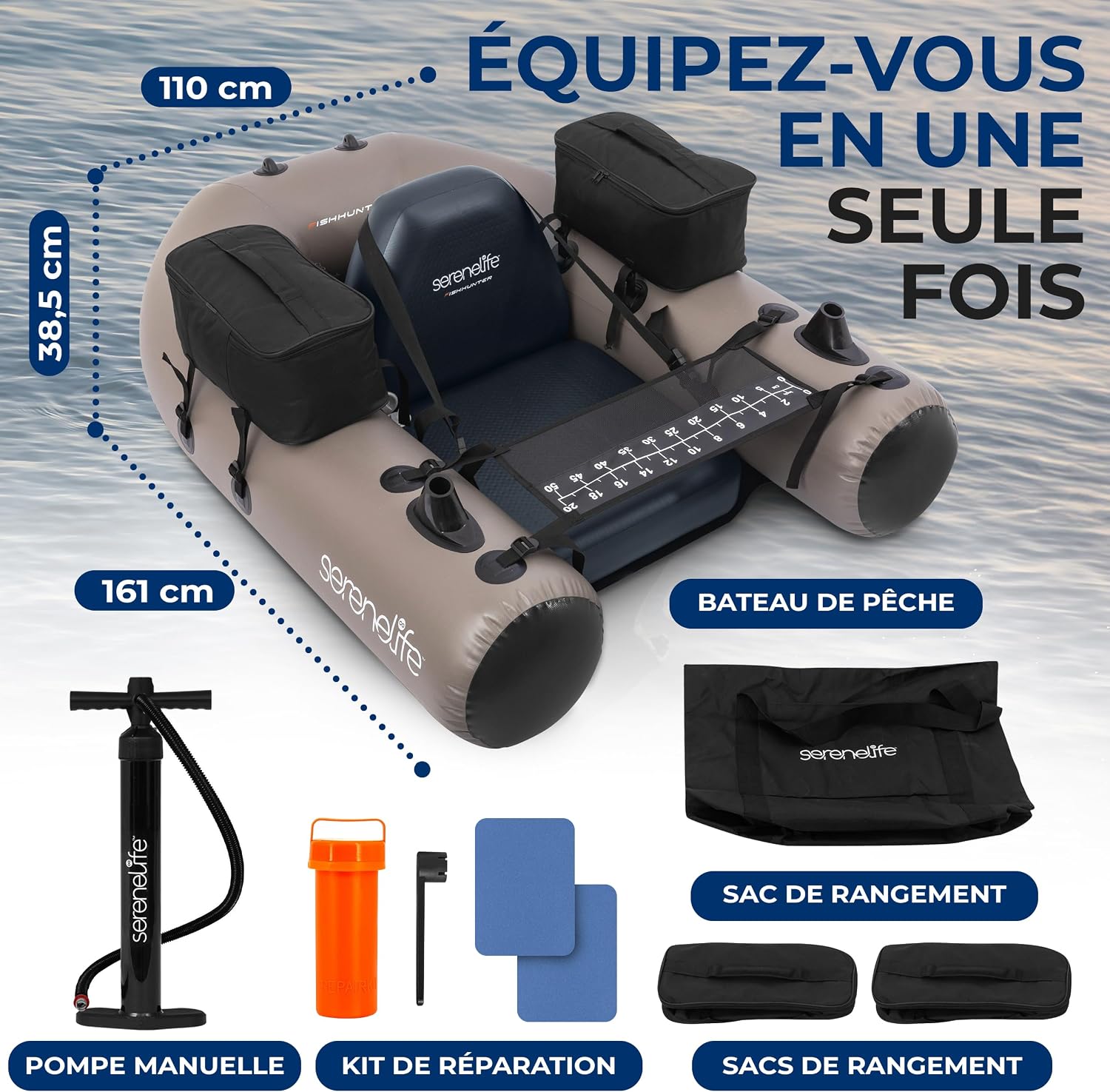 Float tube de pêche SereneLife en PVC laminé, 100 kg, photo 7