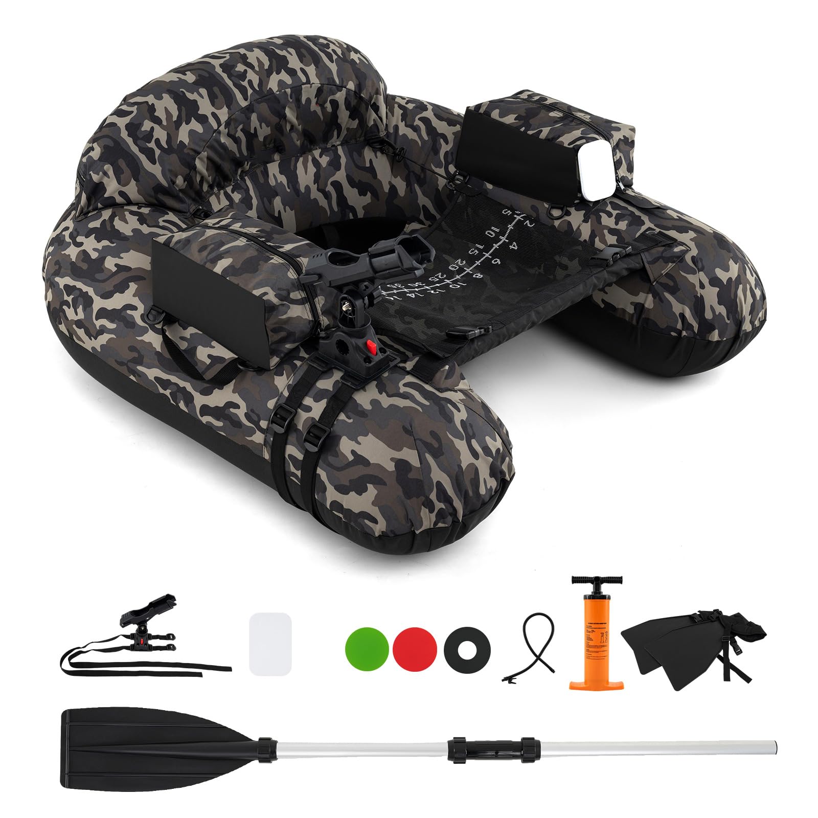 Float tube de pêche en U GOPLUS camouflage avec pagaie