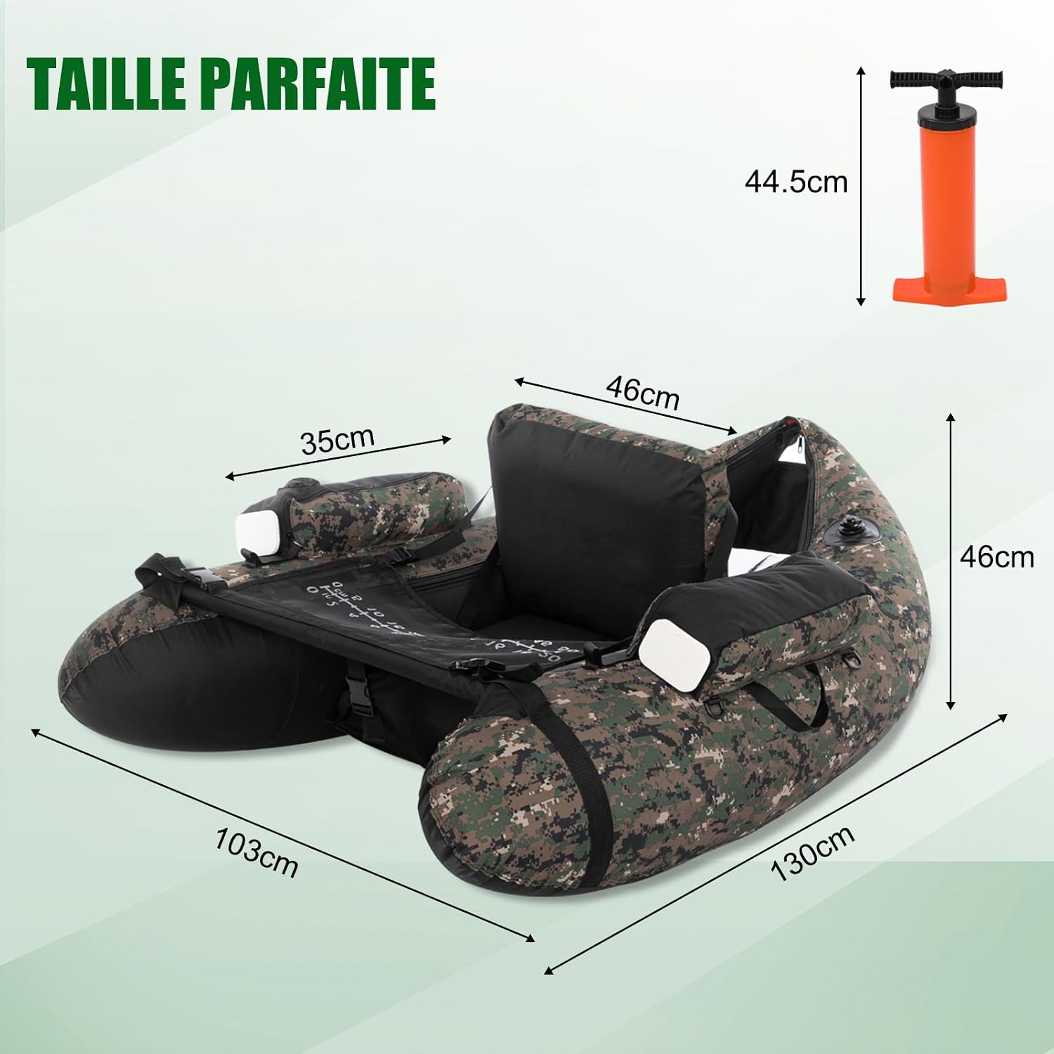 Float tube de pêche camouflage LEADZM avec pompe et sac, photo 2