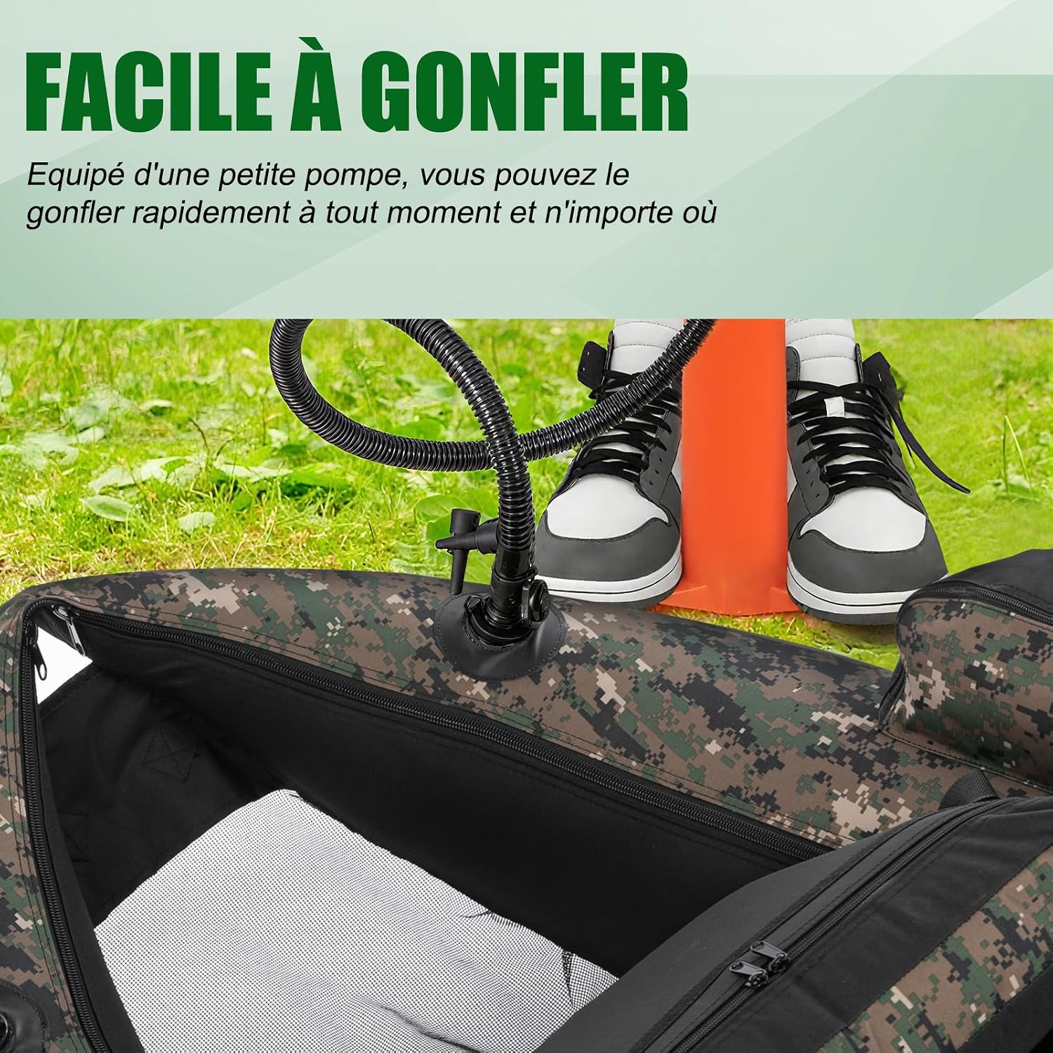 Float tube de pêche camouflage LEADZM avec pompe et sac, photo 6