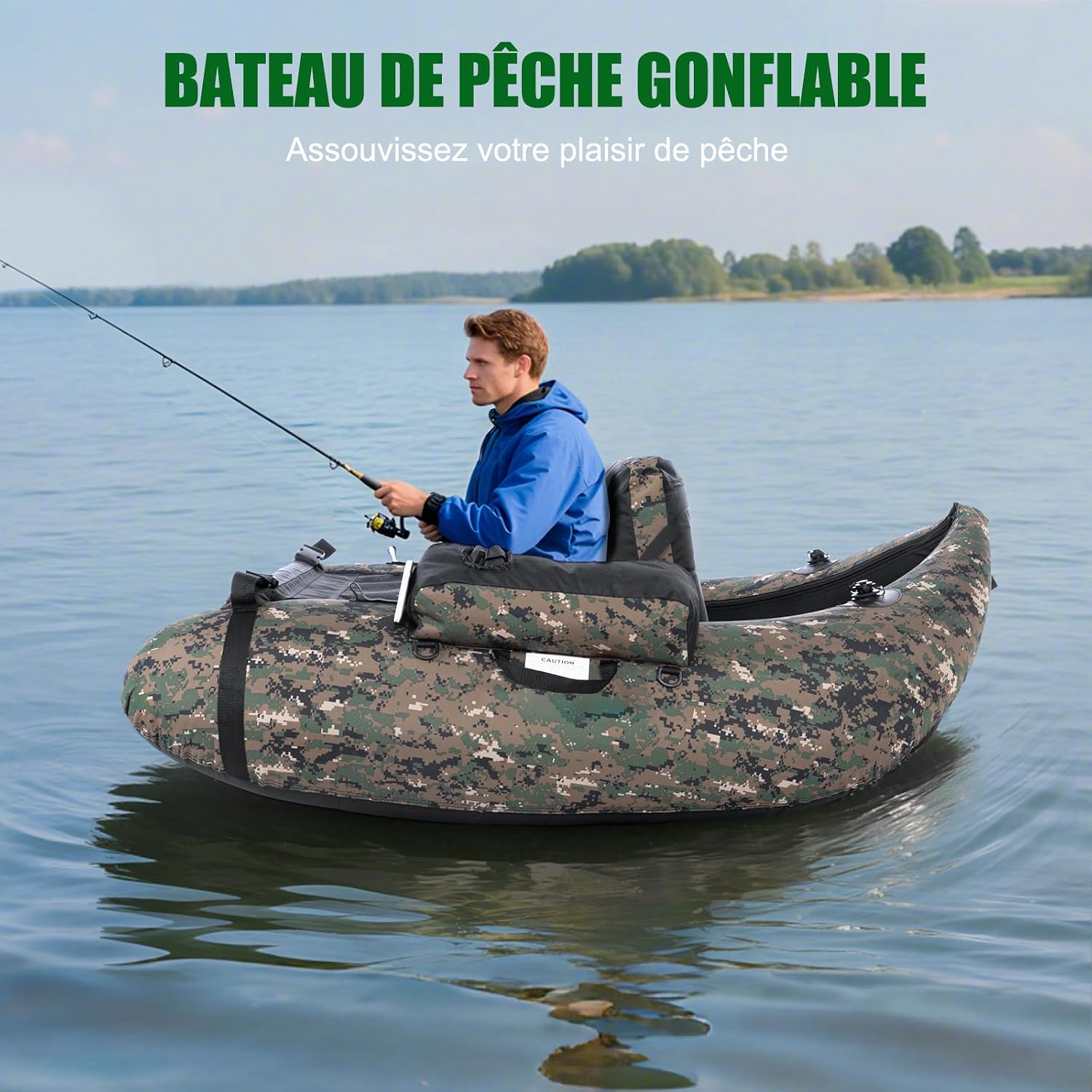 Float tube de pêche camouflage LEADZM avec pompe et sac, photo 9