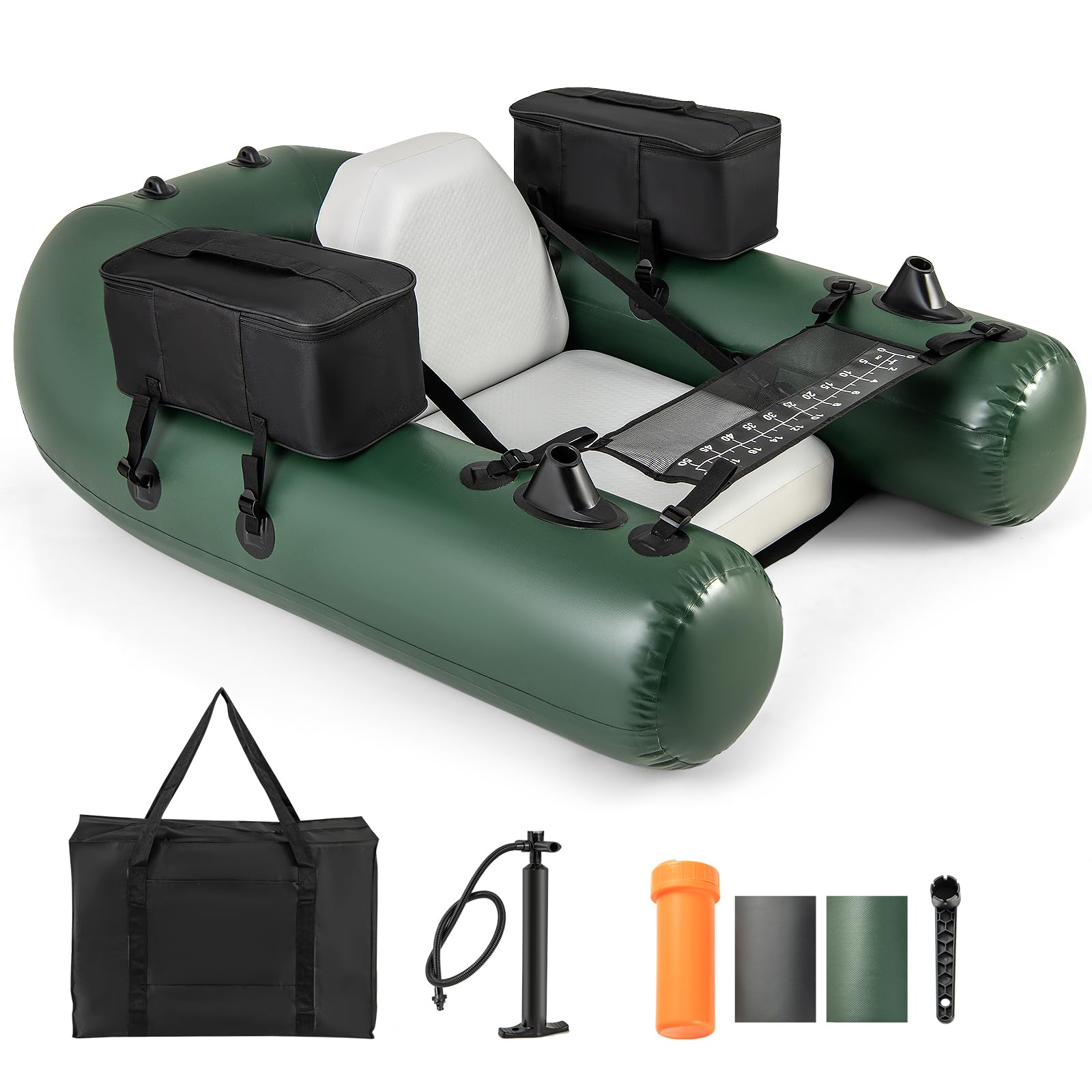 Float tube de pêche GOPLUS vert à trois chambres